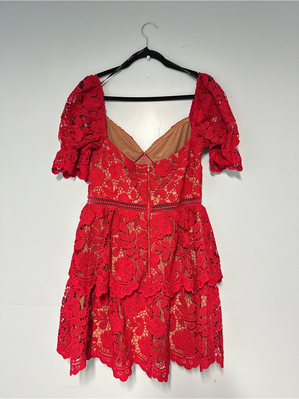 Self-Portrait Red Floral Lace Mini Dress - Picture 2 of 8